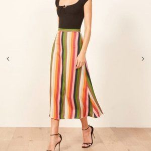 Reformation Betty Skirt in Striped (Size 10)